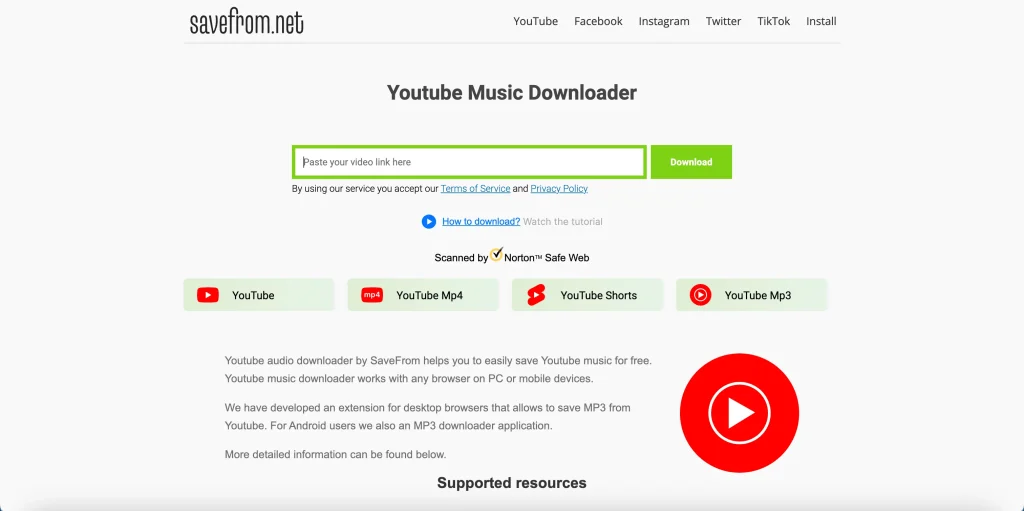 SaveFromNet YouTube To MP3 Converter