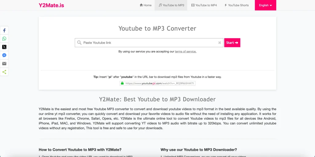 Y2Mate Convert YouTube to Mp3