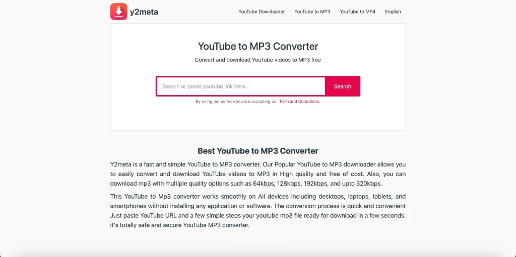 Y2Meta Convert YouTube to MP3