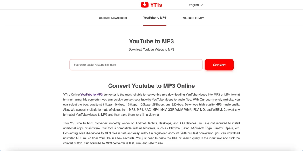 Yt1s YouTube to Mp3 Converter